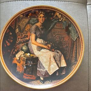 Norman Rockwell Mixed Media Plate - Brown and Cream